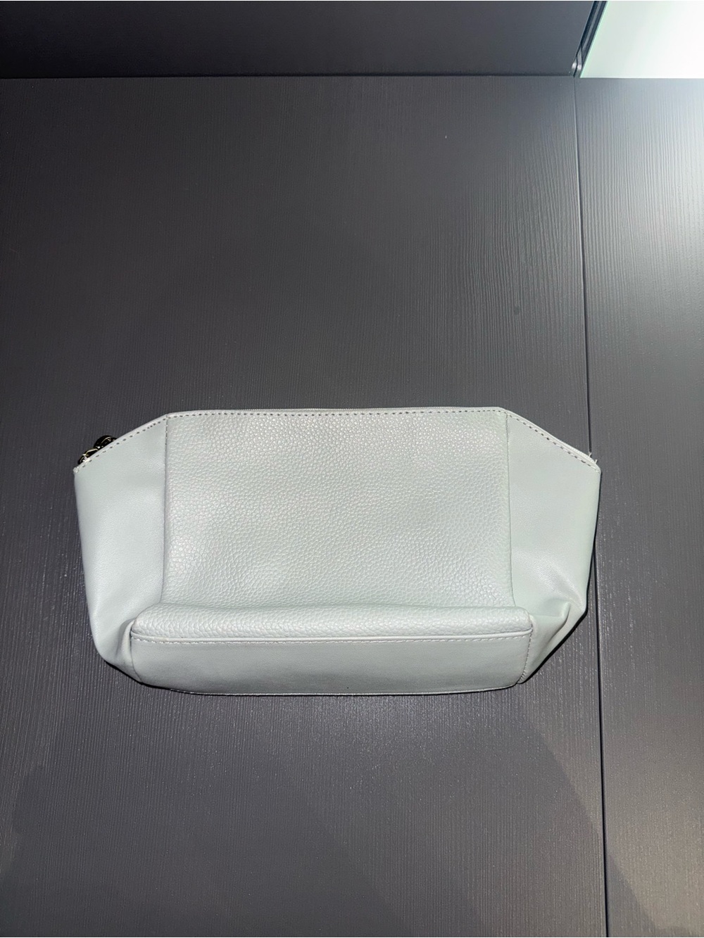 BVLGARI Light Gray Pebbled Leather Cosmetic Pouch | Luxury Travel Bag